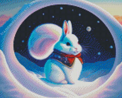 White Bunny in Snow Diamond Painting