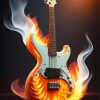 White Fire Guitar Diamond Painting