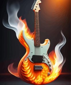 White Fire Guitar Diamond Painting