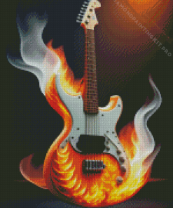 White Fire Guitar Diamond Painting