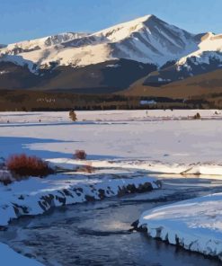 Winter in Mount Elbert Colorado Mountains Diamond Painting