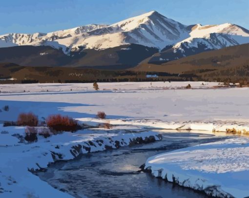 Winter in Mount Elbert Colorado Mountains Diamond Painting