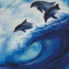 Dolphins In Waves Diamond Paintings