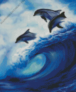 Dolphins In Waves Diamond Paintings