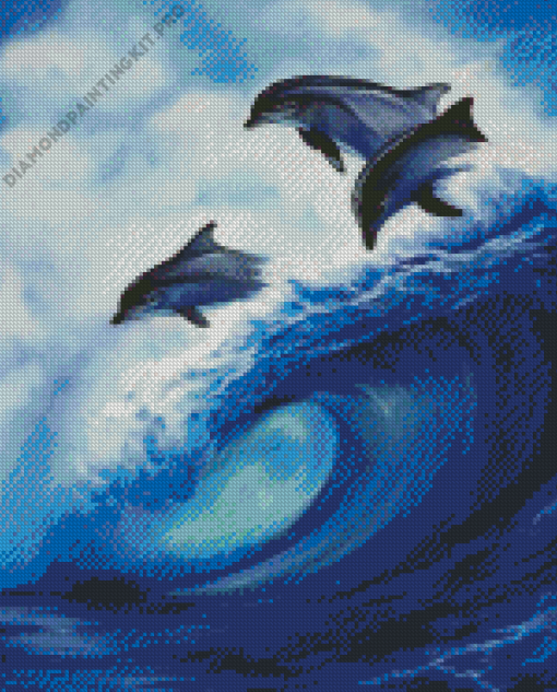 Dolphins In Waves Diamond Paintings