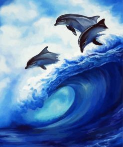 Dolphins In Waves Diamond Paintings