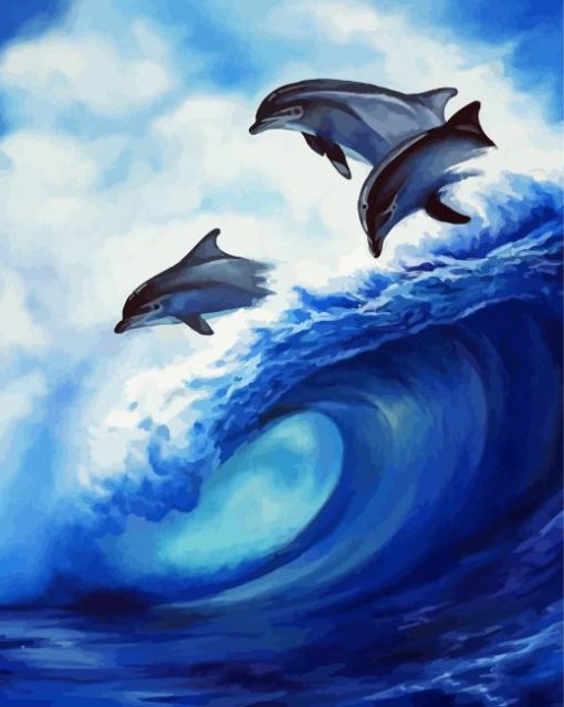 Dolphins In Waves Diamond Paintings