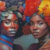 African Black Women Flowers Diamond Painting