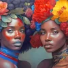 African Black Women Flowers Diamond Painting