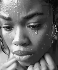 Black And White Black Woman Crying Diamond Painting