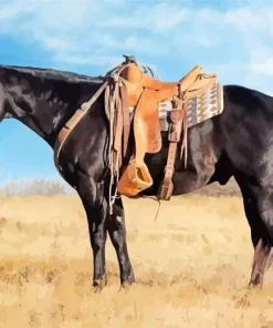 Black Western Horse Diamond Painting