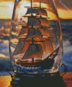 Pirate Ship In Bottle Diamond Painting