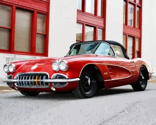 Red 1960 Corvette Car Diamond Painting