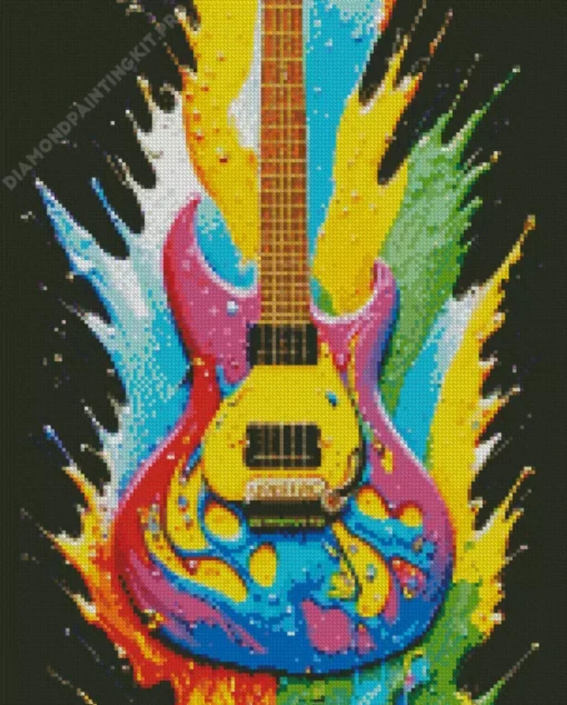 Splatter Colorful Guitar Diamond Painting