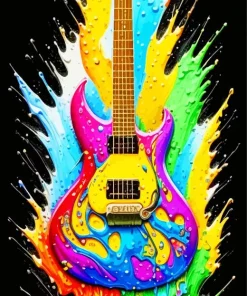 Splatter Colorful Guitar Diamond Painting