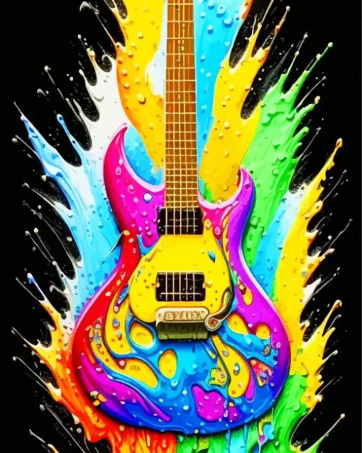 Splatter Colorful Guitar Diamond Painting