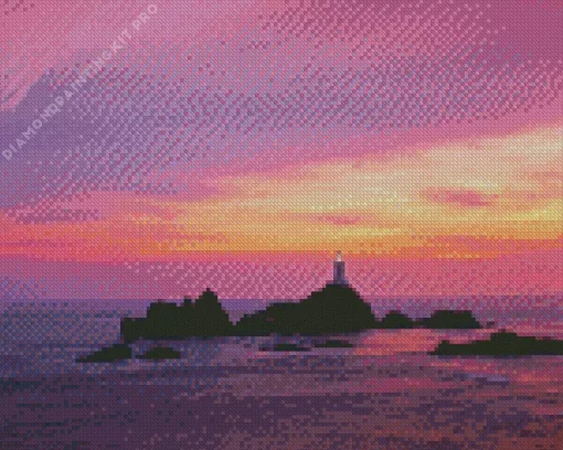 Sunset Over Corbiere Lighthouse Diamond Painting