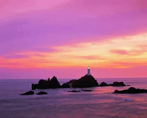 Sunset Over Corbiere Lighthouse Diamond Painting