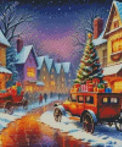 Vintage Merry Christmas Evening Diamond Painting