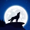 Wolf With Moon Silhouette Diamond Painting