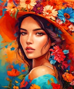 Aesthetic Face And Flowers Diamond Painting