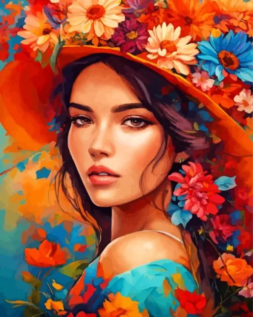 Aesthetic Face And Flowers Diamond Painting