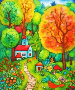 Aesthetic Green Forest Diamond Painting