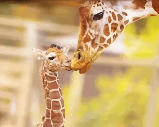 Baby And Mom Giraffe Diamond Painting