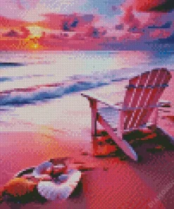 Beach Chair At Sunset Diamond Painting