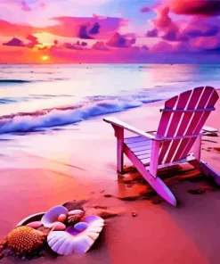 Beach Chair At Sunset Diamond Painting