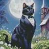 Black Tie Cat In Garden Diamond Painting