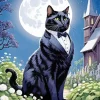 Black Tie Cat In Garden Diamond Painting