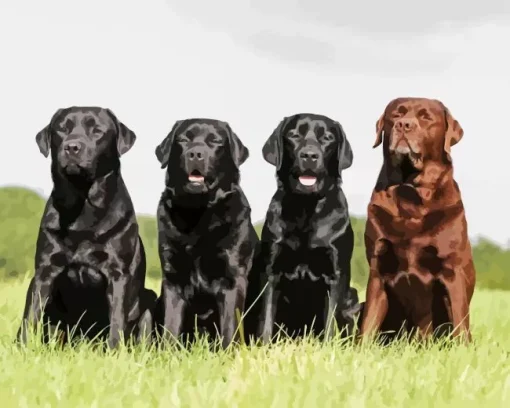 Black Vs Chocolate Lab Dogs Diamond Painting