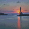 Chania Lighthouse At Sunset Diamond Painting