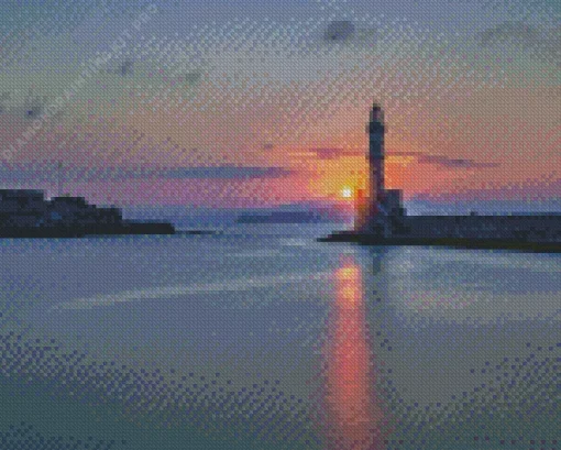 Chania Lighthouse At Sunset Diamond Painting