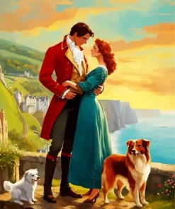 Couple And Dogs Ewardian Era Diamond Painting