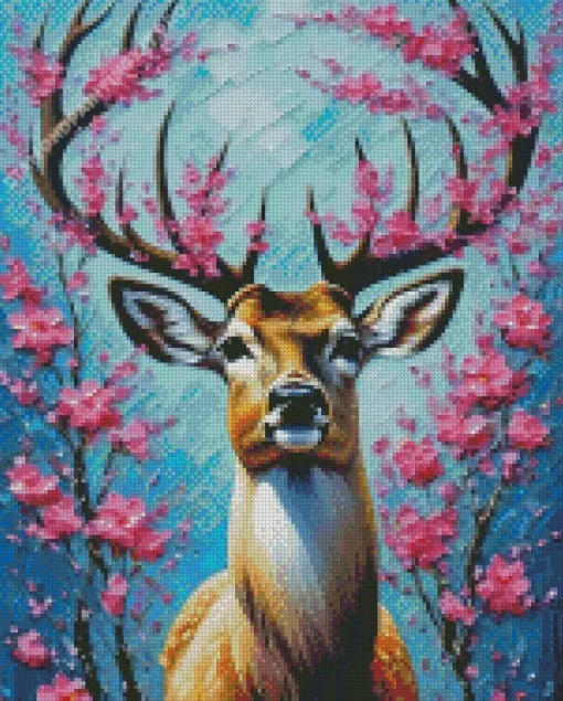 Floral Antlers Deer Diamond Painting