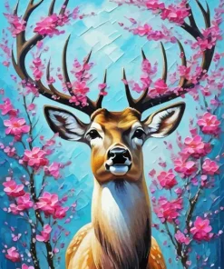 Floral Antlers Deer Diamond Painting