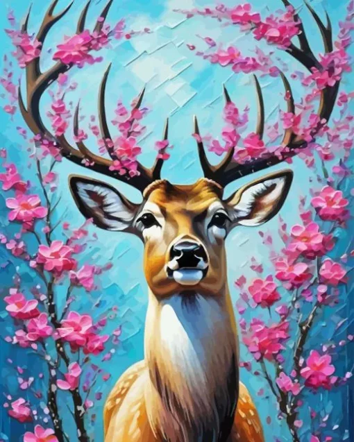 Floral Antlers Deer Diamond Painting