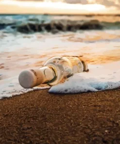 Glass Bottle On Beach Diamond Painting