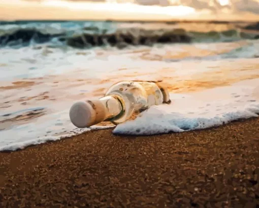 Glass Bottle On Beach Diamond Painting