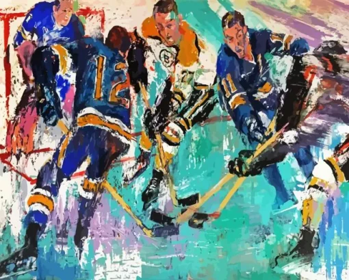 Hockey Players By Leroy Neiman Diamond Painting