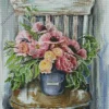 Pink Flowers In Vase On Chair Diamond Painting