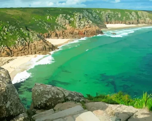 Porthcurno Beach Cornwall Diamond Painting