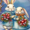 Blonde Bunnies Couple Diamond Painting