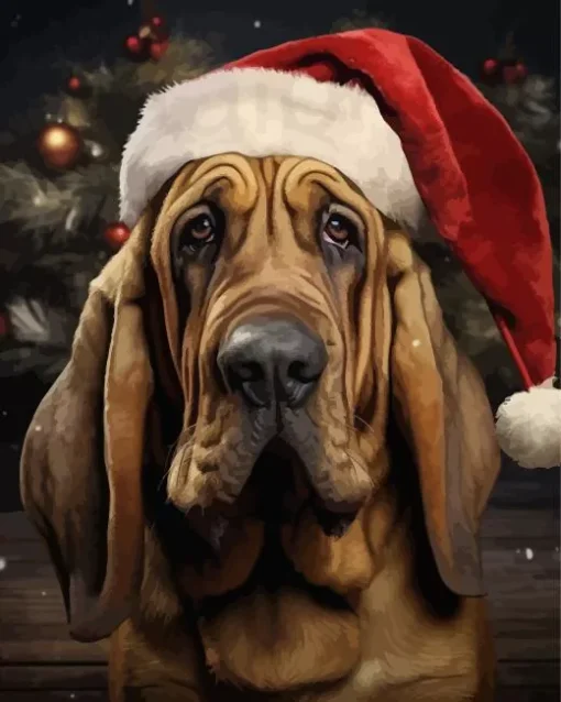 Christmas Bloodhound Diamond Painting