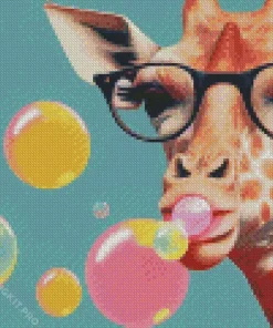 Giraffe Blowing Bubble Gum Diamond Painting