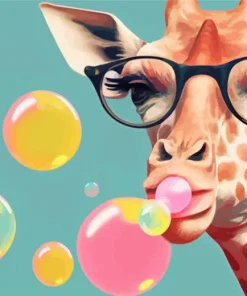 Giraffe Blowing Bubble Gum Diamond Painting