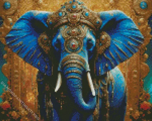 Indonesian Blue Elephant Diamond Painting