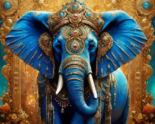 Indonesian Blue Elephant Diamond Painting